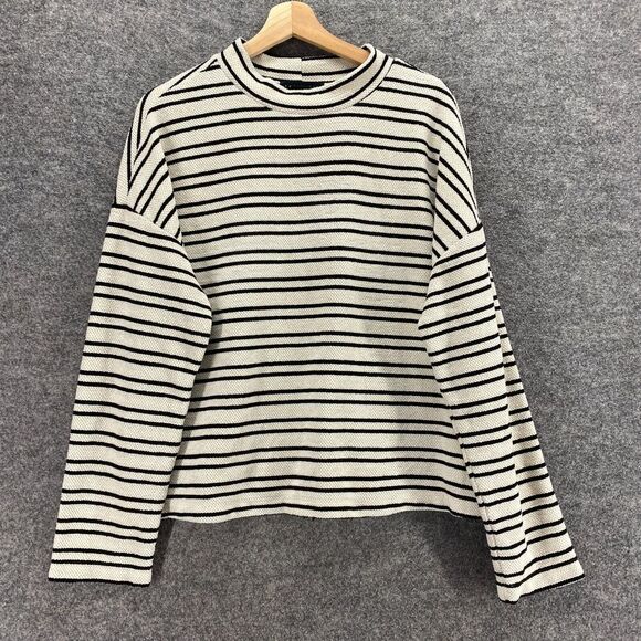 Sanctuary Sweater Pullover Women XL White Striped Knit Crew Neck Long Sleeve - Picture 1 of 9